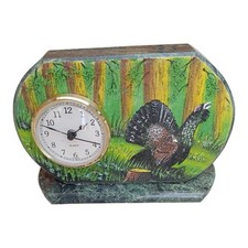 12 Stunden Uhr Tischuhr Auerhahn Neu Kaminuhr Jagt Stein aus Serpentinit Hermle