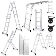Klappleiter 4+4M/4+5M Mehrzweckleiter Alu 150kg Außenbereich Teleskopleiter