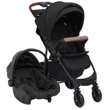 3-in-1 Kombi-Kinderwagen Buggy Anthrazit Stahl Verstellbar Klappbar + Babyschale