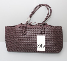 ZARA Länglicher Shopper Mit Zopfmuster mit Schulterriemen, Magnetverschluss -NEU