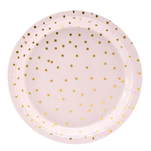 Pappteller rosa mit goldenen - rosa,