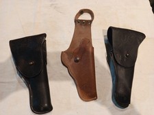 3x Waffen Pistolen Holster, Leder, 2.WK US Army, Hunter Corp. Enger-Kress, etc.