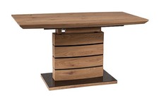 Esstisch Säulentisch Leonardo 160-220x90x76cm Eiche schwarz ausziehbar (18248)