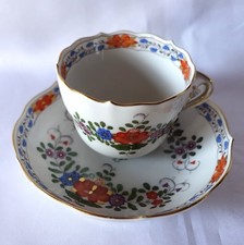 Meissen Gedeck indische Malerei Tasse Untertasse Mokka / CU 337(25)