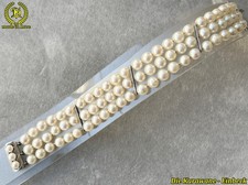Akoya Perlenarmband 925 JKA Silber 3Reihiges Salzwasser Perlen Armband 17,5 cm