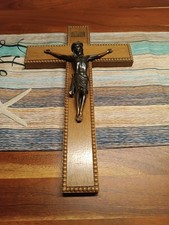 Altes großes Holzkreuz braun zum Hängen Kruzifix Jesus  INRI