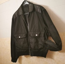 PRADA Bomber Jacke Gr. XXL EU Nylon/Leder Italy Schwarz - !Beschreibung lesen!