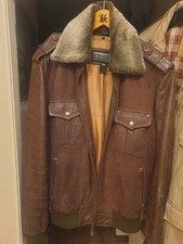 Lederjacke mit Fellkragen Dakota Braun Größe L