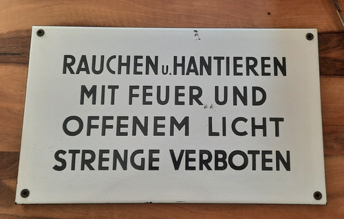 Altes emailschild rauchen - "rauchen, und