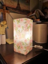 Mattiertes Glas Kirschblüte rosa Blumen Tischlampe Handarbeit Geschenk Decoupage Dez