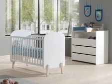 Set Babyzimmer Babybett Kommode Wickelaufsatz 60x120 Wickeltisch Babymöbel Weiss