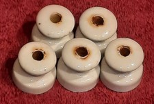 5 Stk. Porzellan Isolatoren 3,2 cm Keramik Rollen Hausinstallation antik