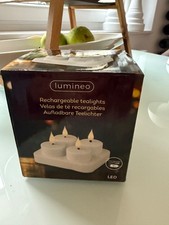 Lumineo LED Teelichter 4cm Kunststoff 4er Set Weiß / Warmweiß