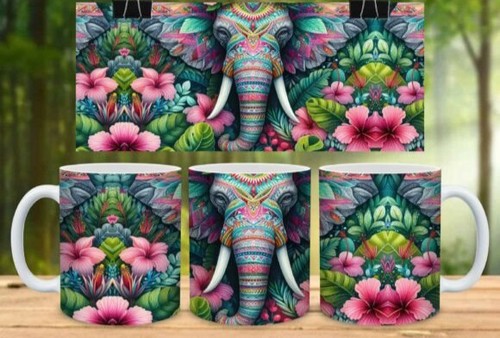 Kaffeetasse elefant mandala - kaffeetasse,
