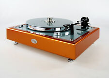 Restaurierter Thorens TD160 MKII Plattenspieler orange und ice blue metallic