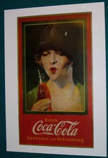 Coca Cola Poster PLAKAT Frau mit Hut 1A Zustand Versand als Rolle o. Brief wählb