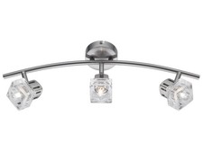Halogen-Deckenstrahler, Deckenleuchte, Lampe Sulla 3-flammig – Nickel matt, Glas