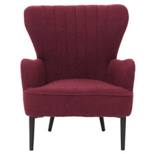 B-Ware Lounge-Sessel MCW-K37, Ohrensessel Retro Bouclé 600g/m², bordeaux