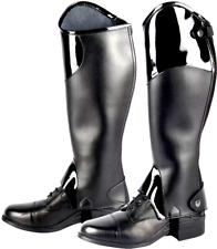Stiefelschaft Chaps aus Kunstleder Jagdstulpe *Gaiter Lacque*Gr. L NEU Schwarz