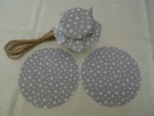 12 Stoff-Deckchen-Set / Deko-Haube Baumwolle STERNEN Einmachgläser Marmeladen 