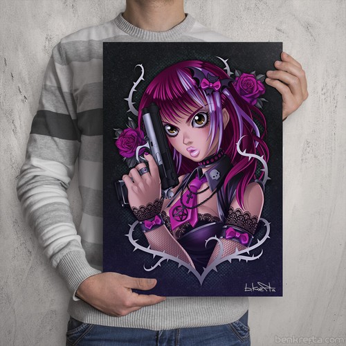 Gun girl manga - kunstwerk,