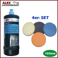 3M 09376 Hochglanz Maschinen Politur 1L + 4 x Polierschwamm Set 150mm