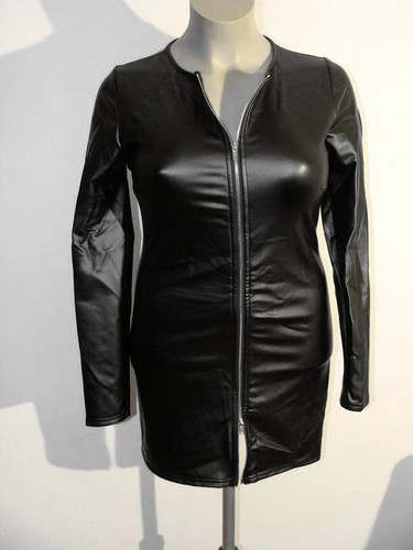 Leder imitat kleid - imitat, schwarz
