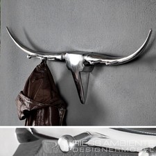 Design Garderobe BULL - 100cm - Aluminium - Kleiderhacken Stierkopf - Dekoration