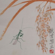 Qi Baishi Gottesanbeterin Insekt chinesisch Farbholzschnitt Japanpapier 20 Jhd