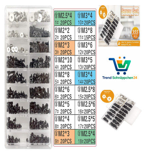 Schrauben set 355 stück - schrauben, m2