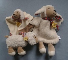 3 x Sterntaler Schaf Lamm Stanley Schmusetuch Handpuppe Spieluhr Stern rot blau