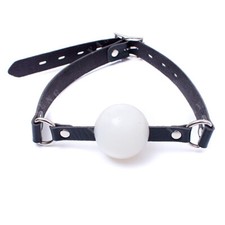 PU Leder Gürtel 42 mm Weichgummi Schwarz Rot Weiß Ball MUND Offen