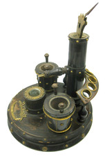 Raucherset Brunnen Darstellung Holz Messing handgefertigt alt antik um 1900