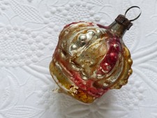 Alt antik Silber Glas Krone Christbaumkugel Formteil mundgeblasen & handbemalt