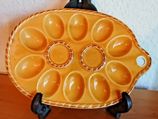 Eierteller Senfgelb  Keramik  Vintage 70-iger Jahre Eierplatte oval 10 1/2 Eier