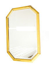 Schöninger Spiegel Bambus-Look gelb + gold-metall 8-eckig facettiert 45 x 65 cm