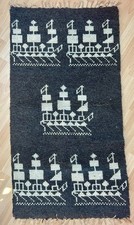 Handgewebter Wandbehang Wolle – Vintage 70er – Segelschiffe – Skandinavisch