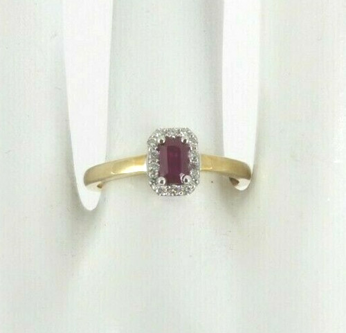 Gold rubin diamant ring - 9,