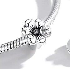 Charm Stopper Ring 925 Silber Blume Käfer - Anhänger für Pandora Armband