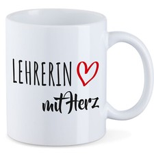 Kaffeetasse Lehrerin mit Herz Keramik Tasse Geschenkidee Souvenir Präsent Wichte