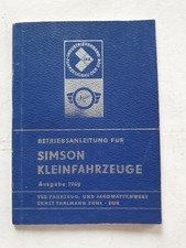 Betriebsanleitung für Simson Kleinfahrzeuge Ausgabe 1969