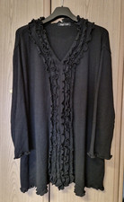 schwarzer Ziggy Cain- Lagenlook - Pullover  Gr. 48 - 50 - Rüschenlook