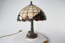 Tischlampe, Tiffany-Stil, Glas, mit Elfe, Fuß Bronze?, sehr guter Zustand