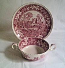 2 tlg. Suppengedeck Spode Pink
