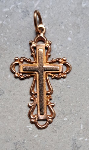 14k gold cross pendant - cross, –
