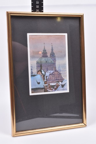 Prag aquarell winterbild - prag,