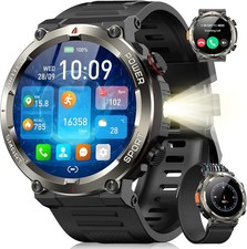 Blackview Smartwatch Herren Beleuchtung Kompass Bluetooth-Anruf für Android/iOS