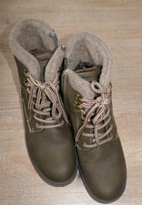 Damen Schuhe Stiefel Stiefeletten Boots Gr 38 gefüttert, braun, Tom Tailor