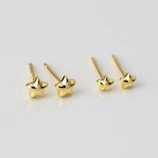 Echt 925 Sterling Silber *Ohrschmuck Ohrringe Ohrstecker *3D Stern Damen Mädchen