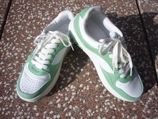 Damen Mädchen Schuhe Freizeitschuh Sneaker Plateau  Gr. 39 weiß grün neuwertig!